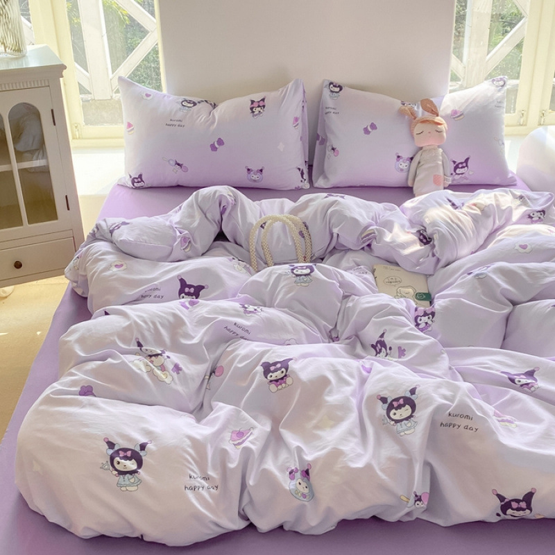 Picture of Mother and infant ins cloud feeling super soft washed wrinkled cotton four-piece set A floral fresh quilt cover dormitory bed sheets three-piece set