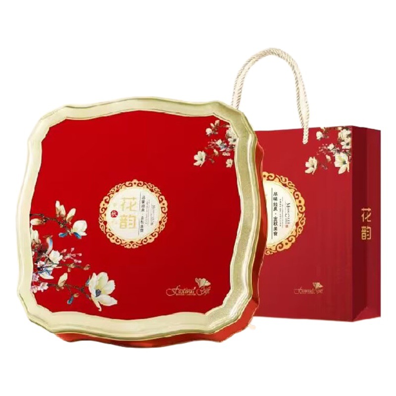 Mid-autumn moon cake iron box 4-piece moon cake iron box gift box packaging round gift metal iron box packaging