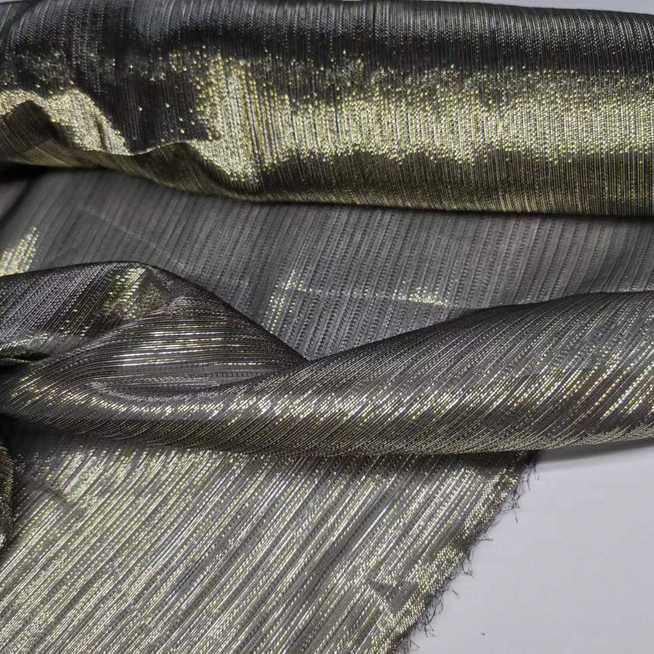 Picture of Wide black 8 mom gold and silver thread mulberry silk georgette fabric fashion skirt costume silk fabric