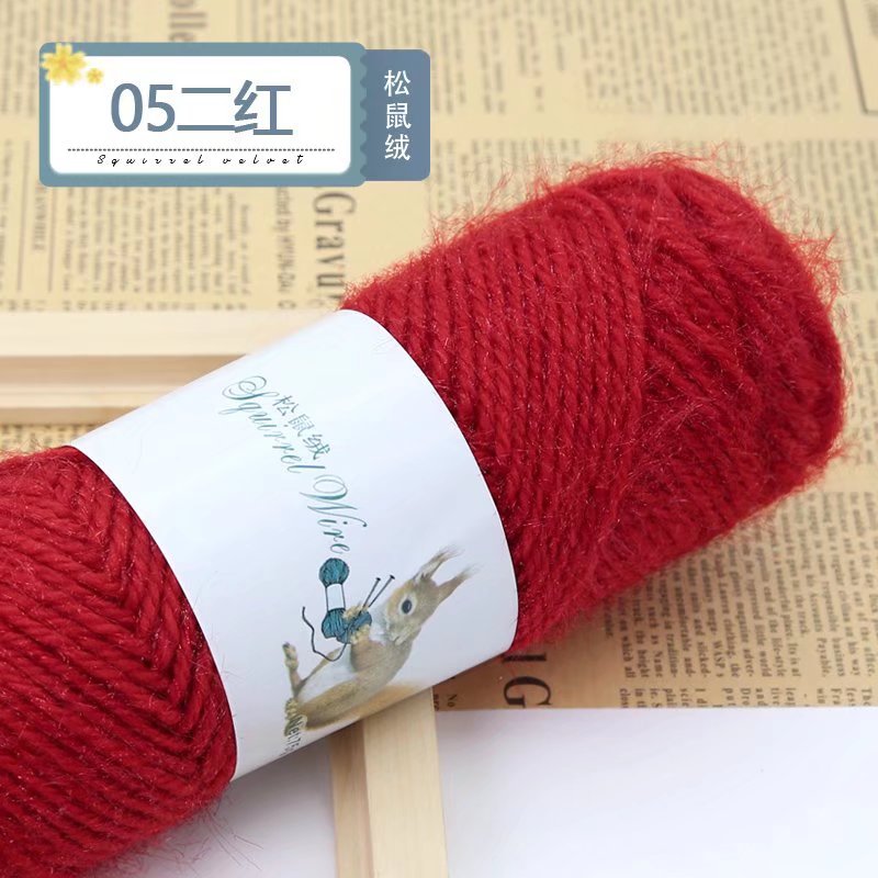 Picture of 75g squirrel wool thread bright silk thread hand-woven hook thick mohair scarf hat shawl fluffy wool ball