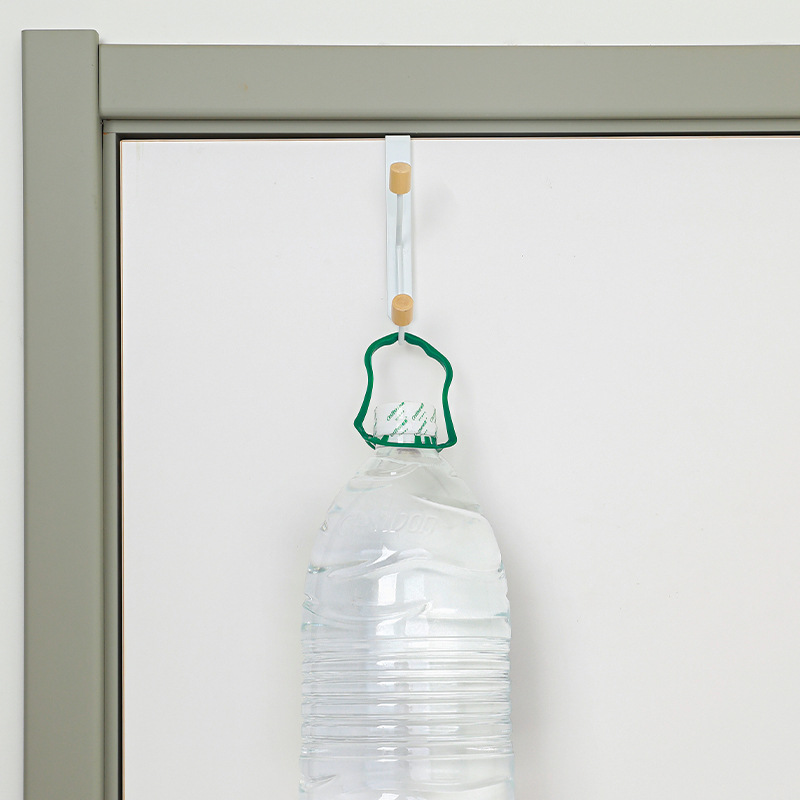 Picture of Japanese-style simple wood double hook punch-free door hanging clothes hook coat hook wall hanging door back storage rack