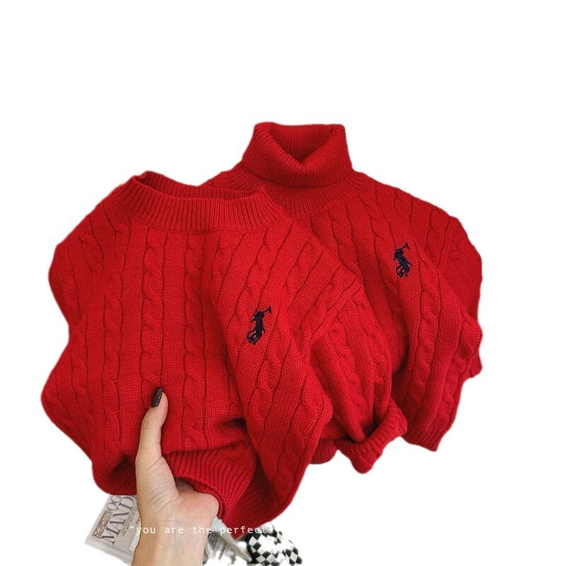 Picture of [in stock] Boys' and Girls' Red Sweater Thick Korean Style New Year's Service for Children's Baby in Autumn and Winter