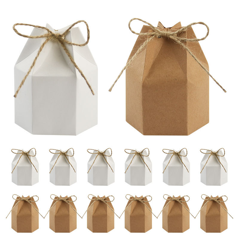 Picture of European New Kraft paper packaging box hexagonal Kraft paper candy box yurt carton gift box spot