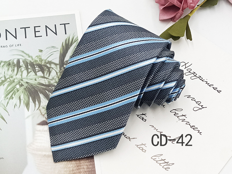 Picture of Manufacturer in stock men's business tie 8cm hand-punched professional formal wear interview striped tie men's Jacquard polyester silk