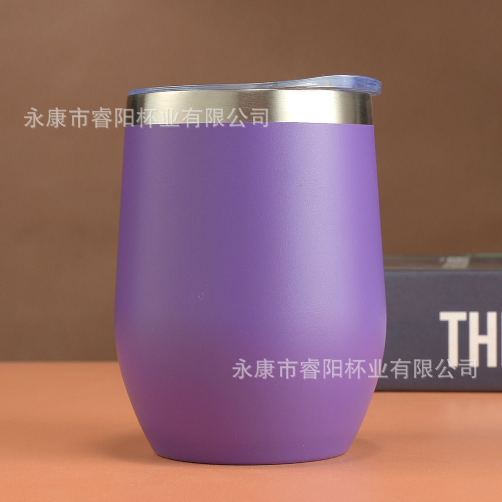 Picture of Cross-border Amazon swig eggshell cup U-shaped egg cup 304 stainless steel double layer 12oz in stock handle red wine cup