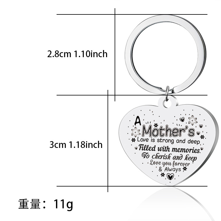 Picture of 2025 Cross-Border Keychain Large Heart Shaped Stainless Steel Pendant Necklace Mother's Day Gift Engravable Gift Wholesale