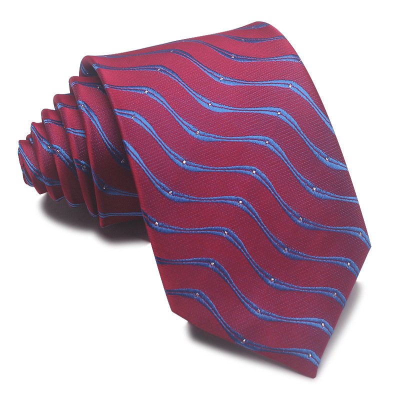 Picture of 25 New 8cm Polyester Jacquard Stripesd Tie 7cm Men's and Women's Business Formal Wear Casual High-End Red Black Blue