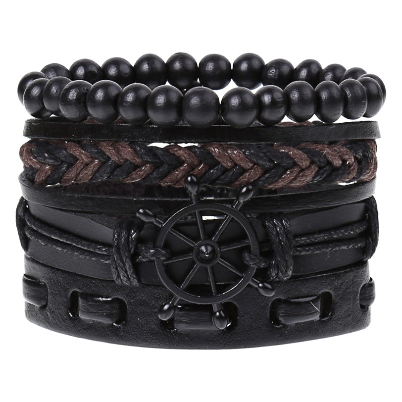Cross-border e-commerce hot vintage woven combination suit leather bracelet bracelet Europe and the United States popular diy bracelet bracelet