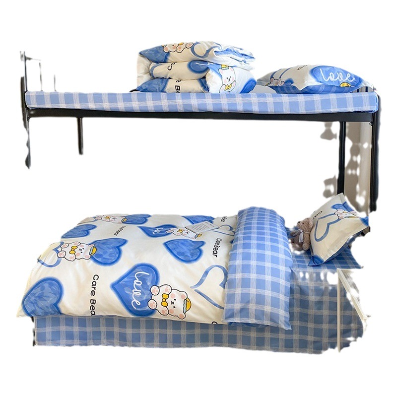 Factory wholesale student dormitory six-piece set a set of quilt cover core sanding single bedding four seasons universal home