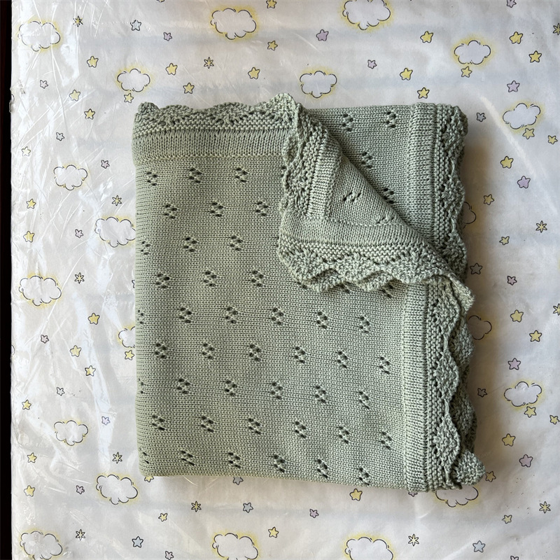 Picture of Small Lace Picking Hole Blanket Pure Cotton Nordic ins Style Baby Blanket All Seasons Universal Cotton Knitted Blanket Air-conditioning Blanket
