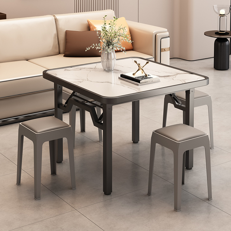 Foldable Dining Table for Home Use, Suitable for Small Spaces, Egg-Breaking Table, Fire Table, Stall Setup, Small Square Metal Table