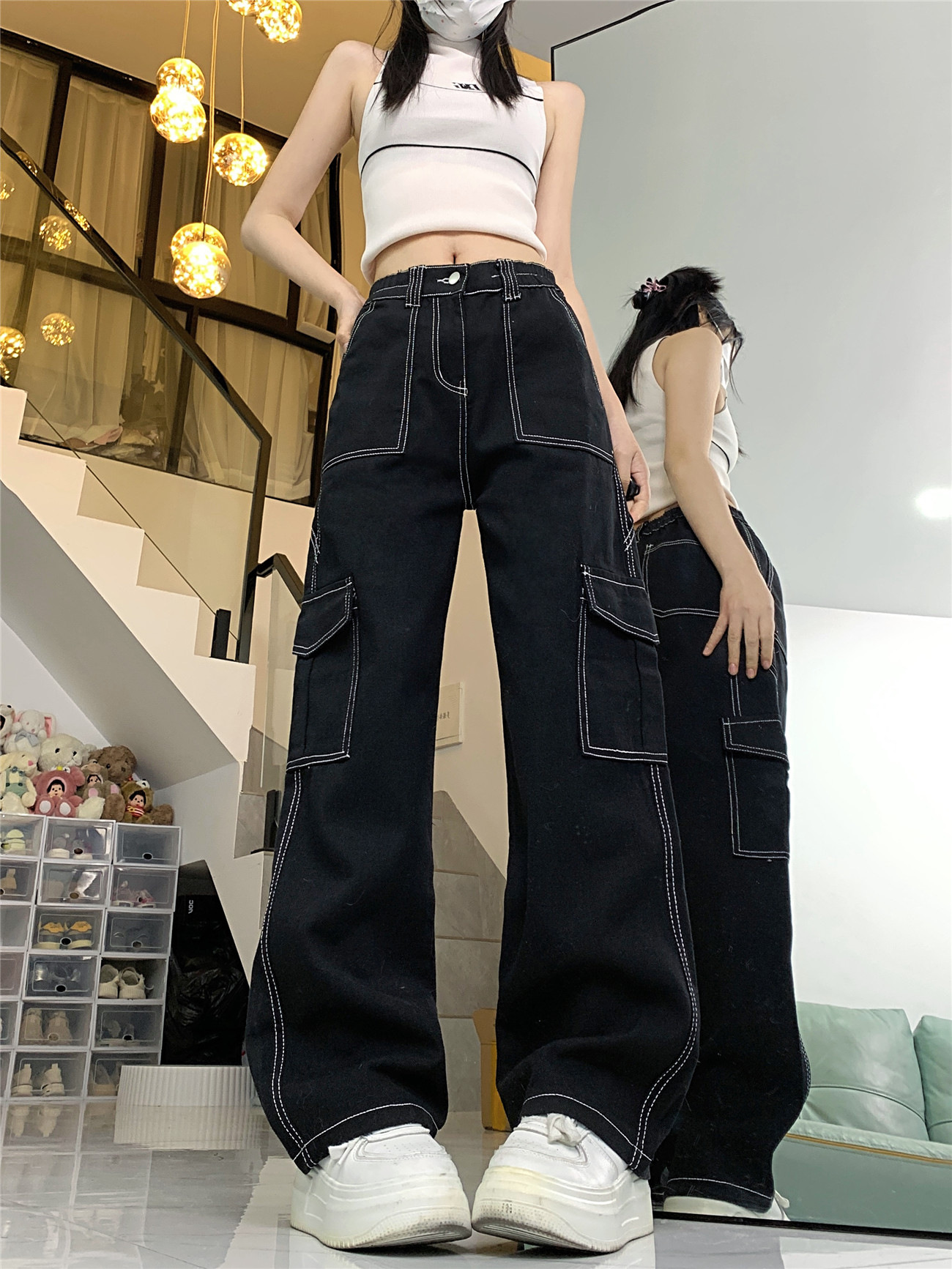Ming-line Design Sense Handsome Jeans Women's 2024 Spring New Loose Street-style Wide-leg Cow Pants Ins Trendy