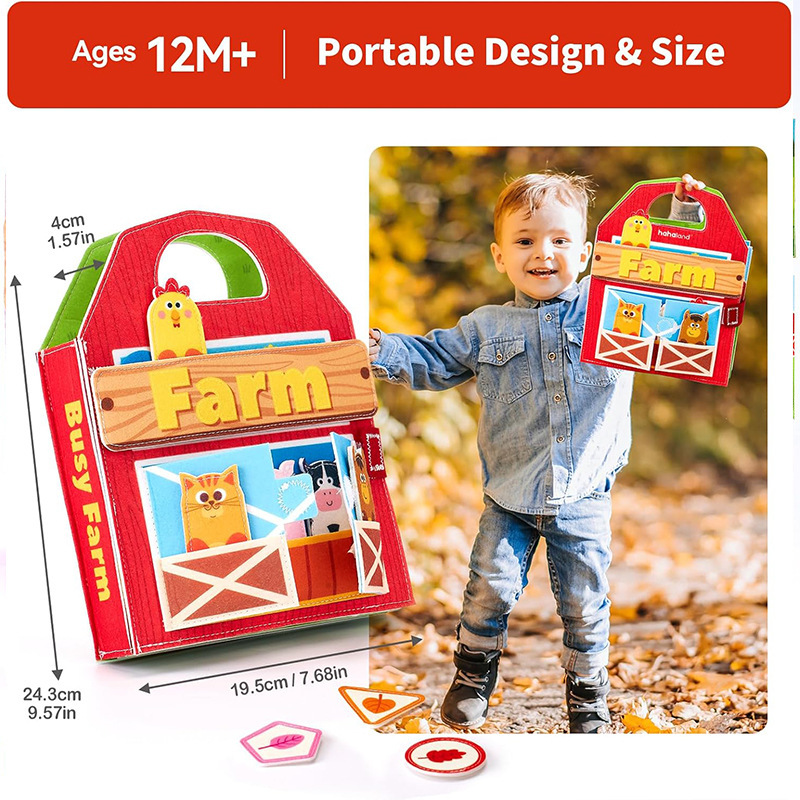 Felt puzzle book cross-border children's early education enlightenment animal farm busy book baby story book learning book wholesale