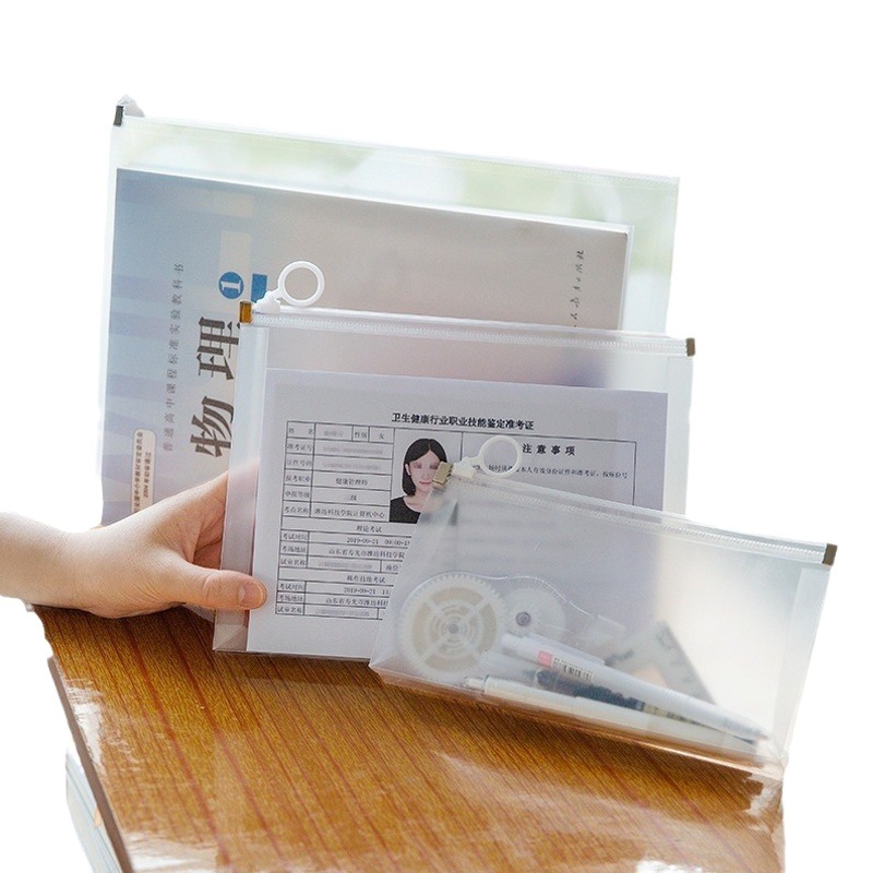 Thickened Transparent Three-Dimensional File Bag A4 Zipper Bag Student Examination Storage Bag Office Supplies Information Folder