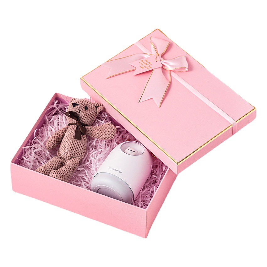 Spot pink bow gift box rectangular gift box heaven and earth cover gift box with hand gift box wholesale