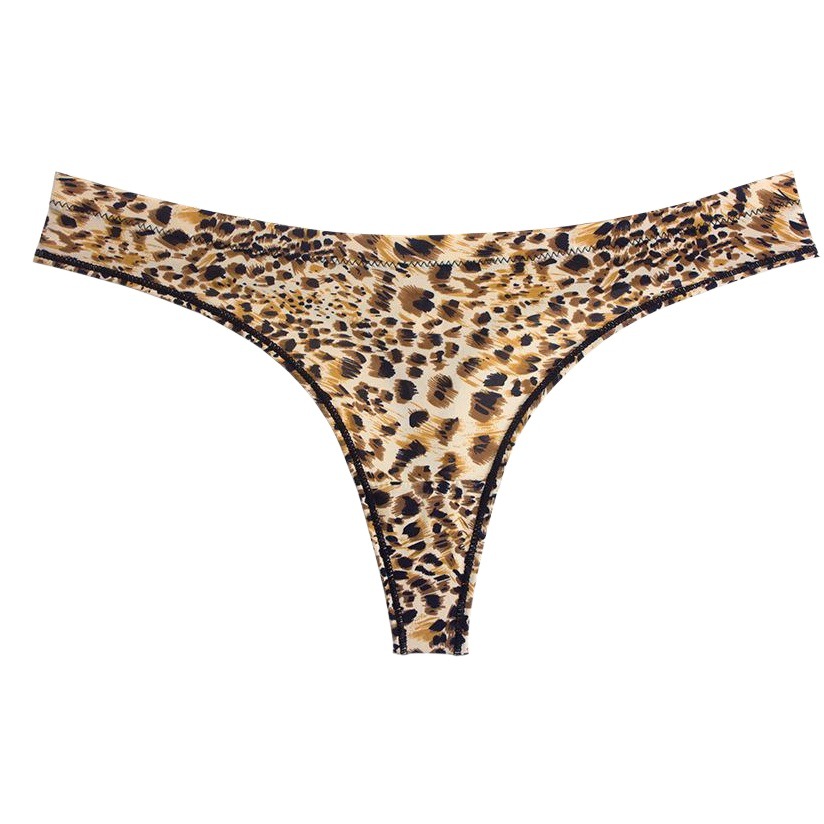 Foreign trade ladies underwear new sexy sports fitness yoga leopard Ice Silk seamless thong underwear