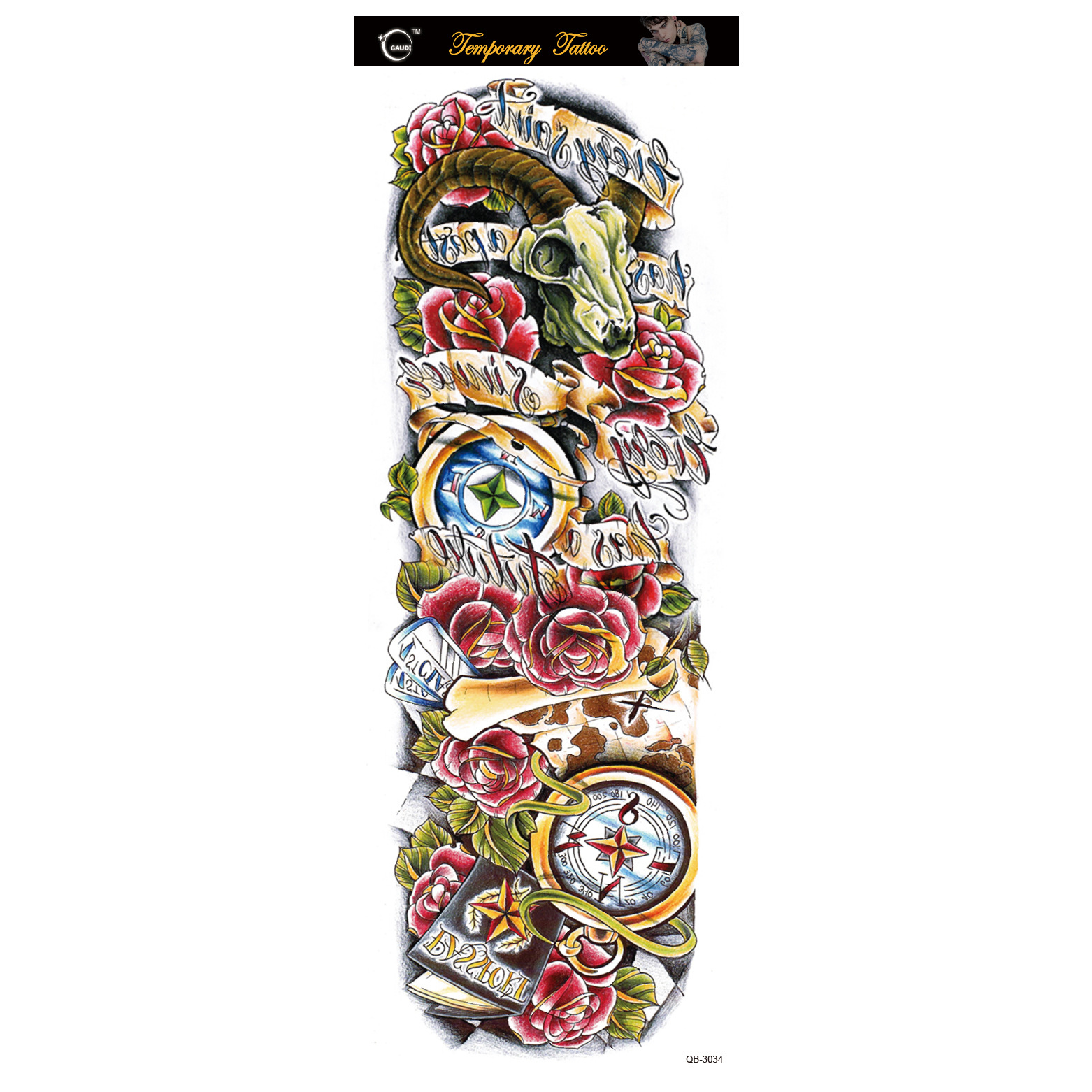 Picture of Large Flower Arm Tattoo Sticker Full Arm Waterproof Tattoo Temporary 400 Optional Full Arm Tattoo Sticker
