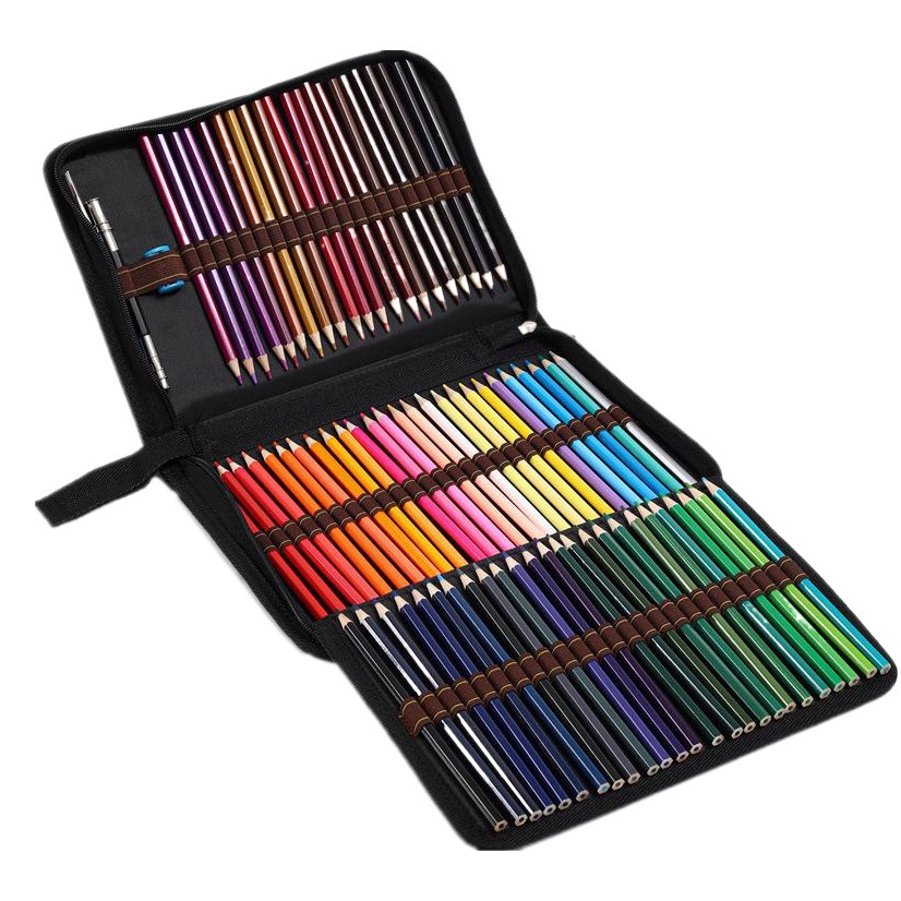 Water-soluble 72 color pencil canvas bag oily pencil painting coloring students drawing folding bag