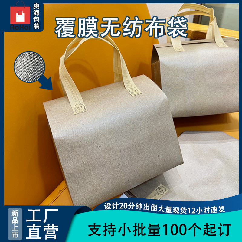 Waterproof Kraft paper bag non-woven insulation bag DuPont paper bag customized logo packaging bag insulation takeaway packing bag