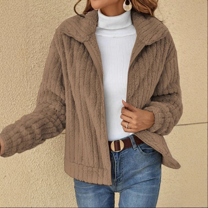 Picture of Amazon Europe and the United States cross-border women's temu2025 autumn and winter new wool plush cardigan lapel short coat
