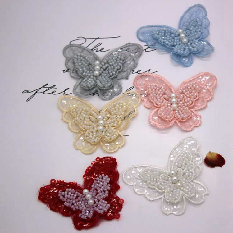 Exquisite Organza Sequins Embroidery Lace Beads Double Butterfly Lace DIY Jewelry Wedding Dress Veil Accessories
