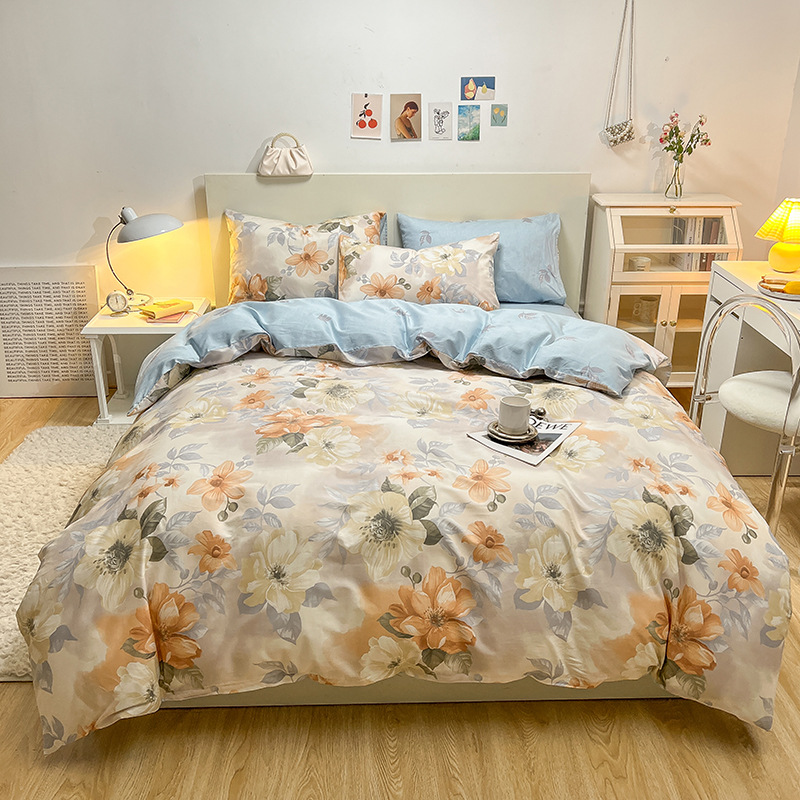 Picture of Nantong bed four-piece cotton sheet Nordic style 100 cotton four-piece set three-piece set Wholesale