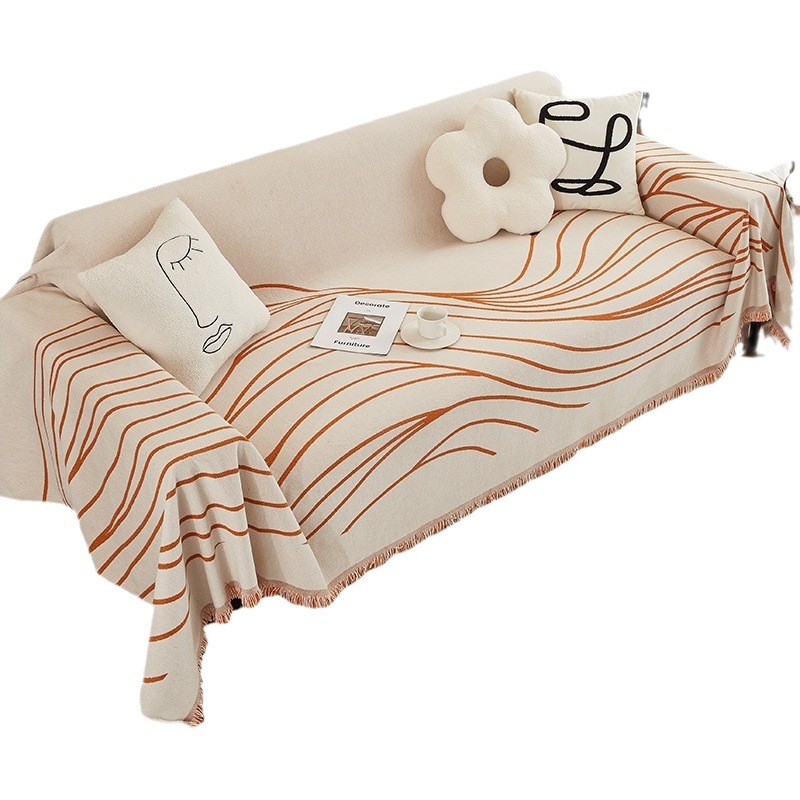Nordic ins style sofa towel full cover cloth coastline jacquard chenille sofa blanket Four Seasons universal sofa cushion