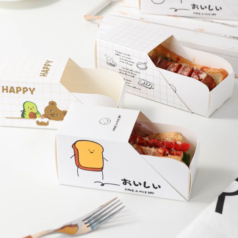 Box Cyber Celebre Sandwich Drawer Packaging Box Thick Egg Toast Packaging Box Lunch Disposable Carton