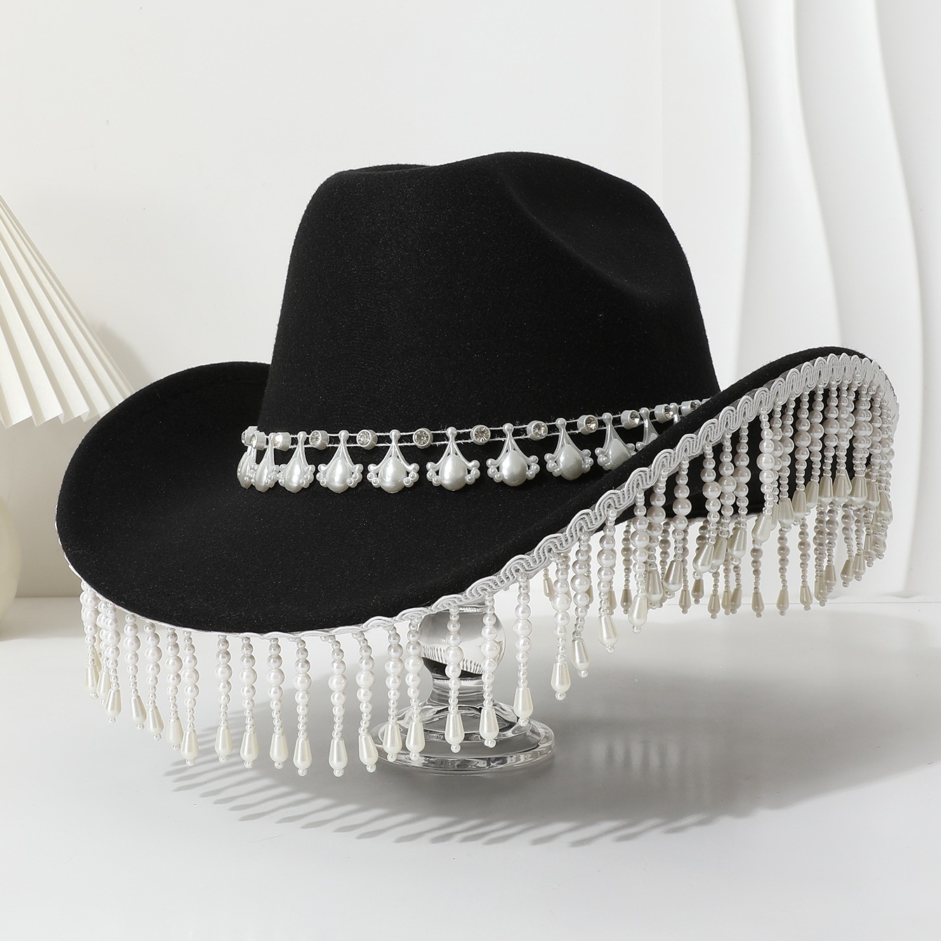 Picture of Europe and the United States cross-border AliExpress Amazon crystal tassel western Denim hat festival party jazz hat felt hat