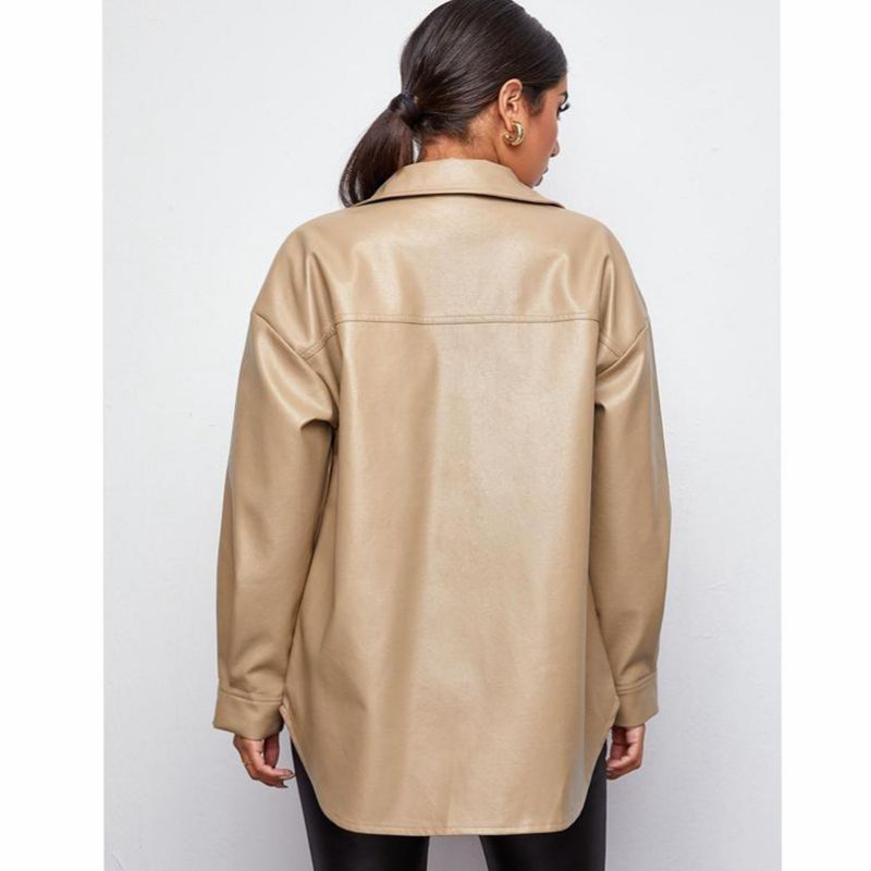 Picture of Foreign Trade Amazon Ebay 2024 Winter and Autumn European and American Pu Leather Women's Shirts Trendy Jackets Wholesale Sexy Hot Girls