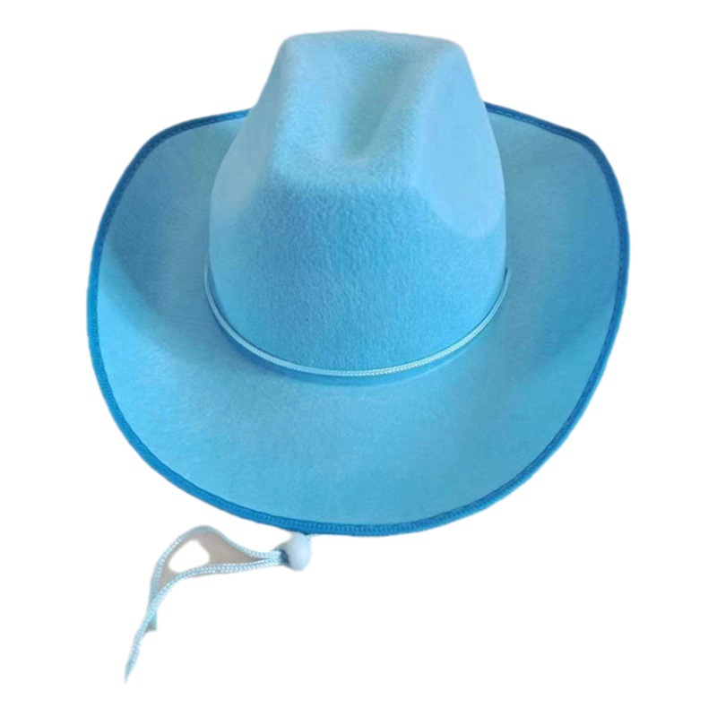 Manufacturer Wholesale New Non-Woven Styling Hat Pink White Adult Western Cowboy Hat with Rope Buckle Pure Color