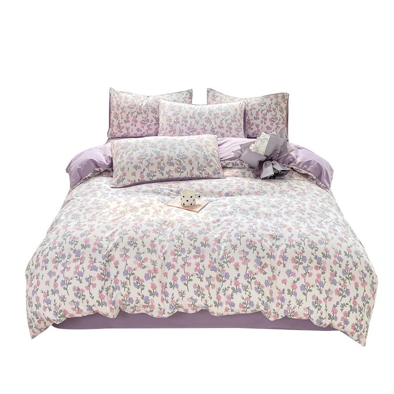 Picture of Small fresh class a 100 wash cotton four-piece set sanding cotton full quilt cover single bed hat student dormitory three or four-piece set