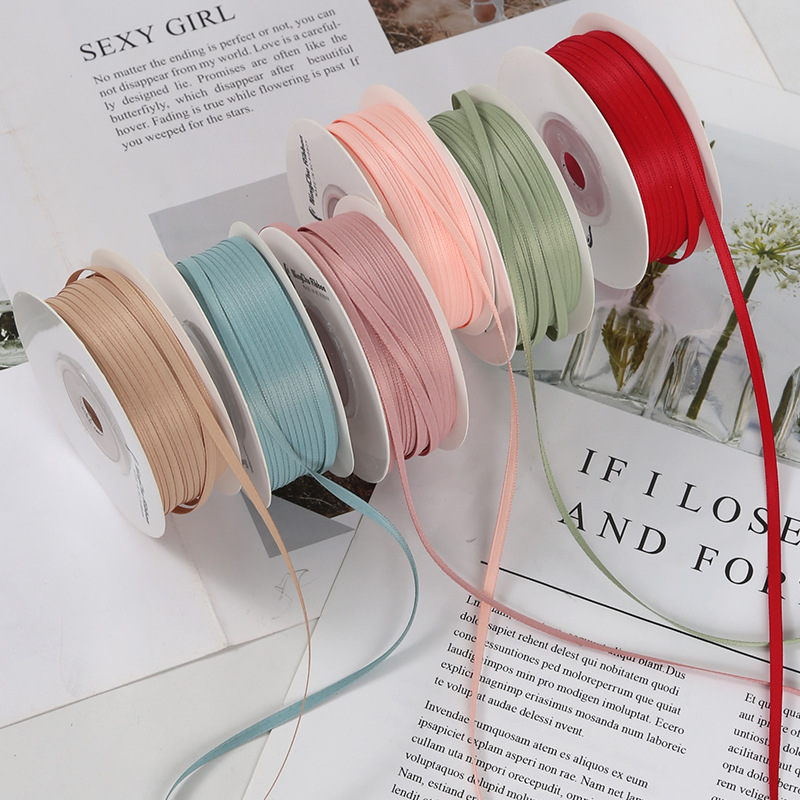 3mm milk silk thin ribbon double-sided extinction ribbon 0.3 ribbon bouquet bow DIY gift baking packaging