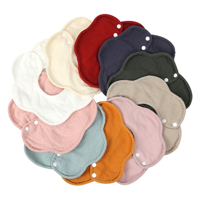 Picture of Gauze Peas Velvet Baby Petal Bib Pure Cotton Baby Sipe Towel Pure Cotton Waterproof Autumn and Winter Thickened Newborn Bib