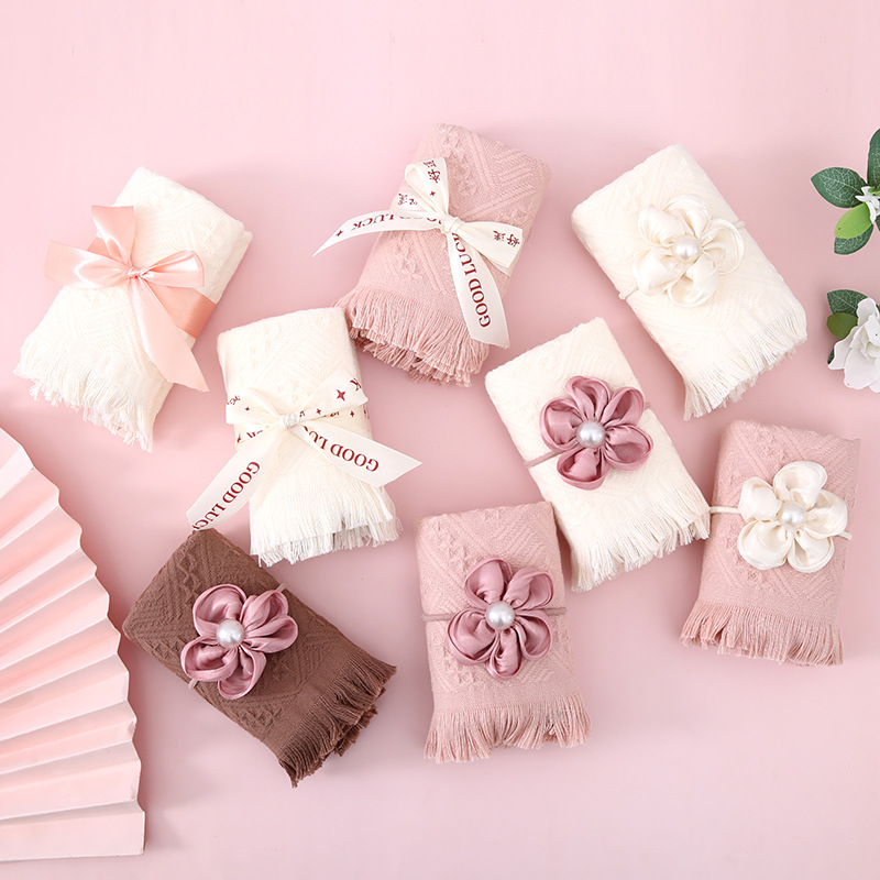 Picture of Accompanying gift cotton tassel towel wedding wedding wedding bridesmaid return gift creative gifts wholesale