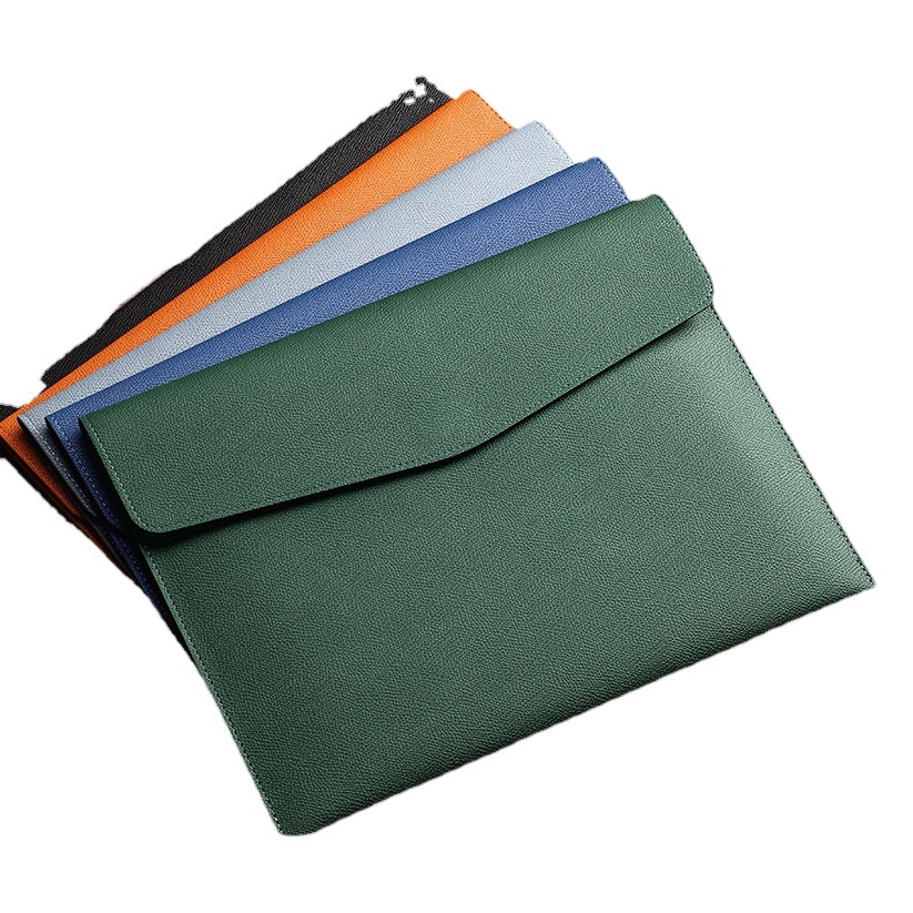 Leather file bag A4 paper file bag Folder file bag thickened material snap waterproof business briefcase