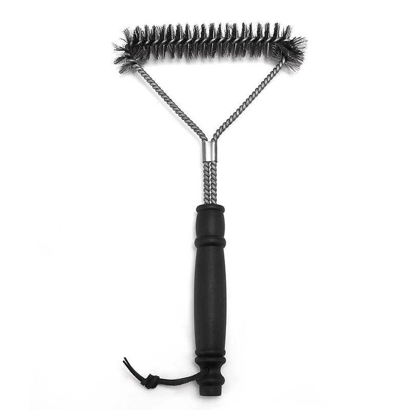 Picture of Spot Amazon barbecue grill brush 12 inch triangle steel wire barbecue cleaning brush household commercial barbecue sponge brush