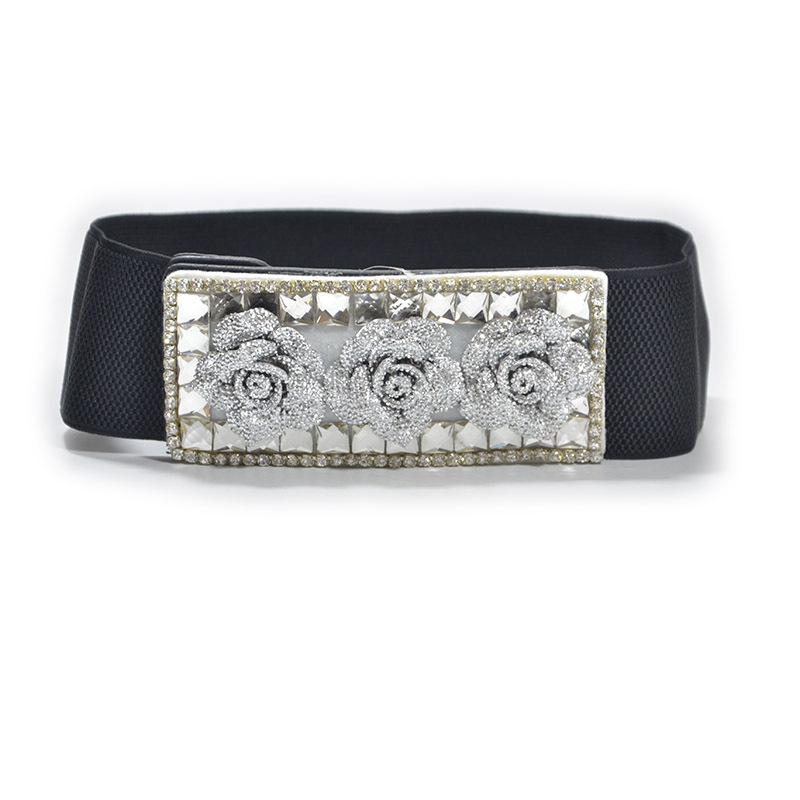 Europe and the United States new bead flower rhinestone waist seal fashion ladies handmade string crystal beads elastic belt manufacturers spot wholesale