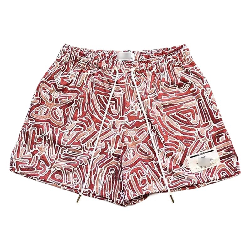 Summer New American Style Trendy Brand Pigment Sports Basketball Shorts Mesh Breathable Running Casual Quarterer Beach Pants
