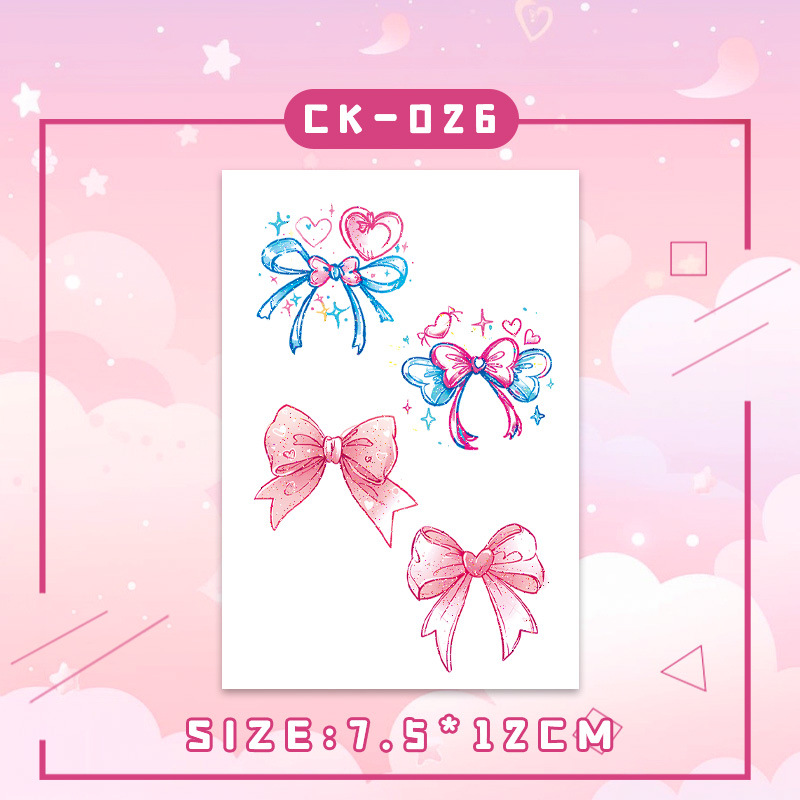 Glitter Bow Sticker Tattoo Sticker Fairy Washable Waterproof Long-lasting Cute Fresh Beautiful Cute Arm for Children
