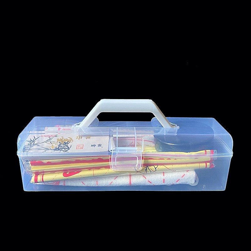 Calligraphy Tool Box Four Treasures of the Study Satchel Transparent Primary School Student Satchel Storage Box Art Paint Brush Box