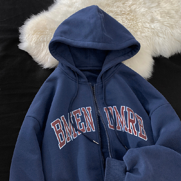 Picture of Fleece-lined thick zipper hooded sweater female autumn and winter student cardigan top couple wear bottoming shirt plus size coat female