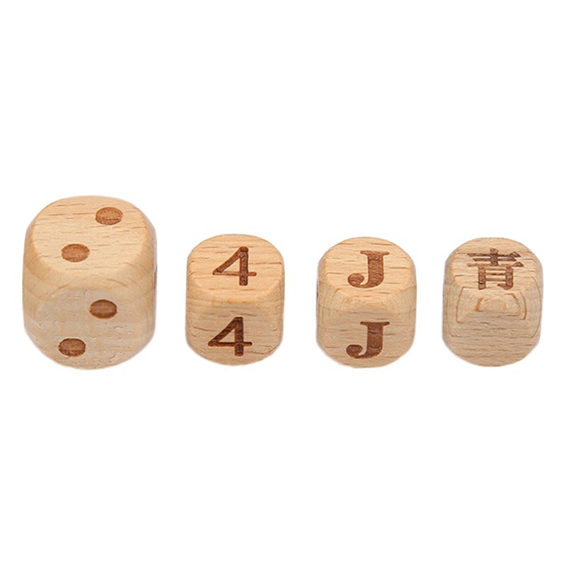 Rounded Beech alphabet number sieve wooden dice diy game accessories accessories toy dice wholesale
