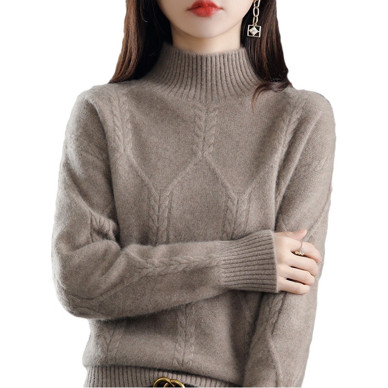 Women's sweater winter thickened inner half turtleneck bottoming shirt 2024 autumn and winter New popular high-grade Western style top