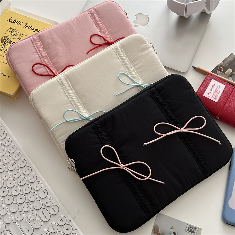 Picture of Cross-border South Korea tablet bag ins wind elastic tie bow 11/13/15 inch notebook liner bag