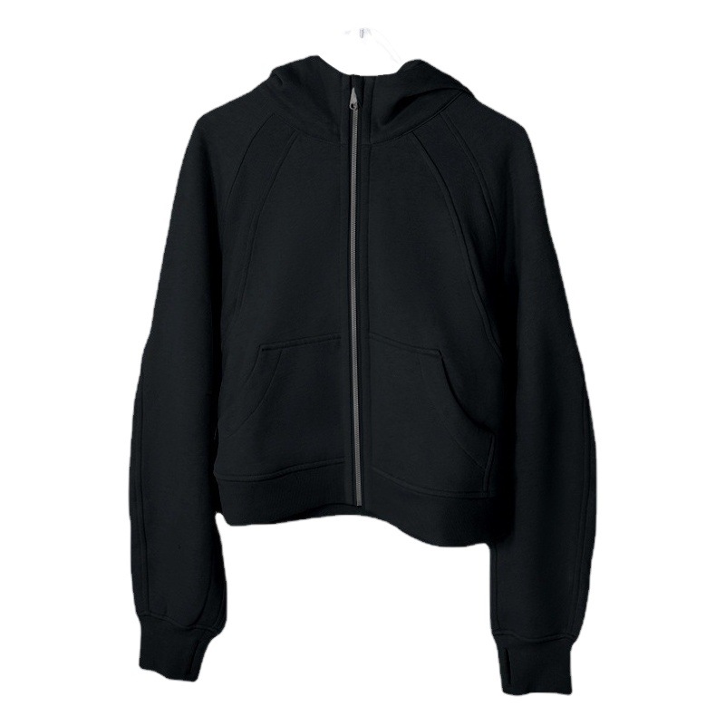 Yoga Clothing Jacket Autumn and Winter Velvet Women's Sports Terry Thick Loose Casual Sweatshirt Short Fitness Top