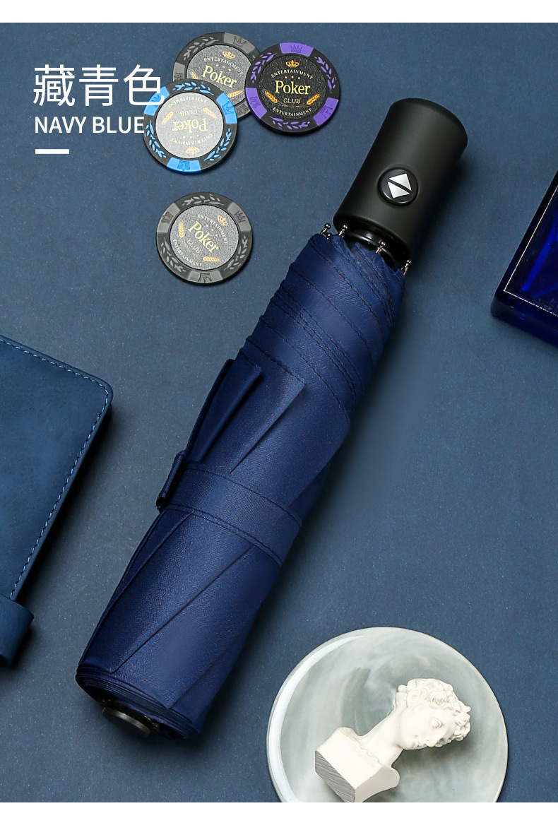 Picture of Full automatic three fold umbrella folding umbrella wholesale black rubber sunscreen sunshade umbrella gift umbrella logo advertising umbrella custom