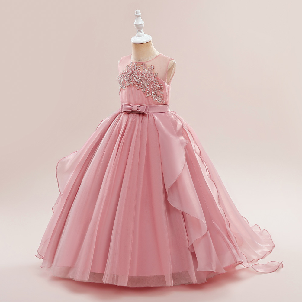 Picture of Children's Western-style Princess Dress Poncho Girl's Show Evening Dress Trailing Girl's Host Piano Performance Dress