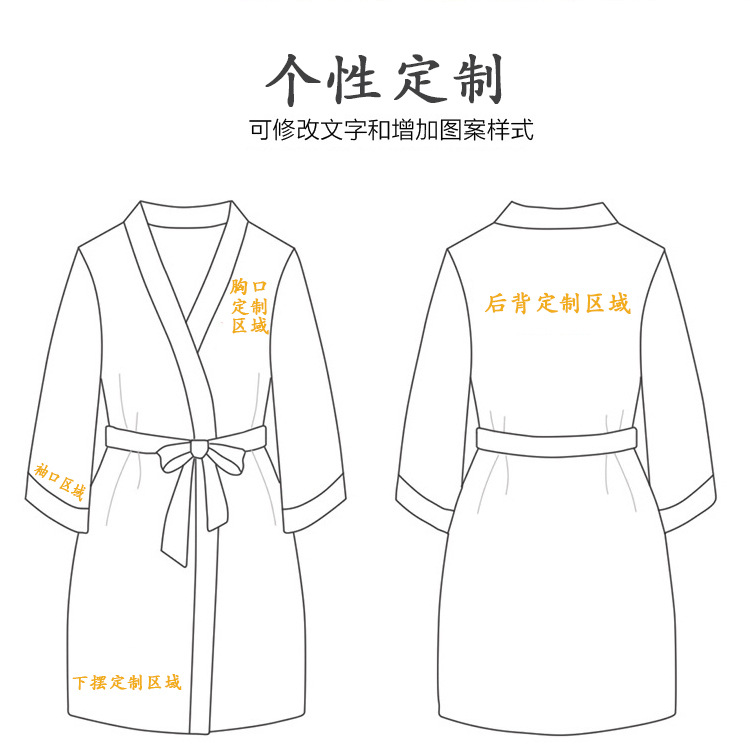Picture of bride Gown morning Gown Lady nightgown wedding makeup bridesmaid group wedding kimono imitation silk satin bathrobe