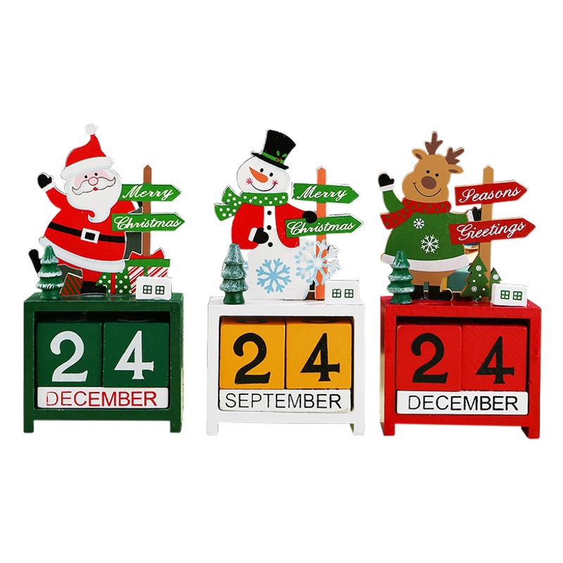 Christmas decorations wooden calendar ornaments Christmas countdown desk calendar desktop ornaments Christmas gifts